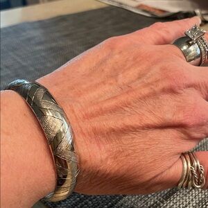 Vintage Sterling Silver Women's Chevron Bangle Bracelet